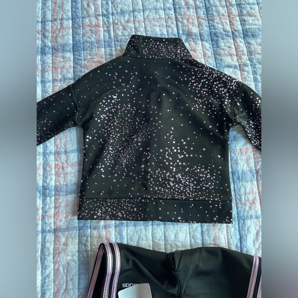 Infant/Toddler Adidas Black Tracksuit with Pink Iridescent Speckles/ Christmas - Picture 11 of 14